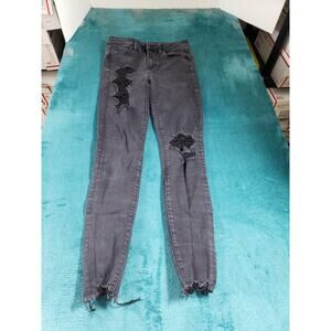 American Eagle Jeans Size 2 Womens Black Stretch Pants Ladies High Rise Jegging